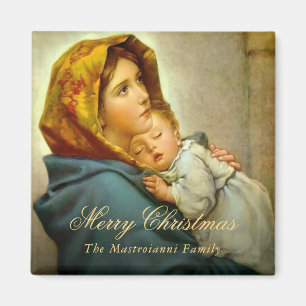Vintage Religious Christmas Virgin Mary & Jesus Magnet