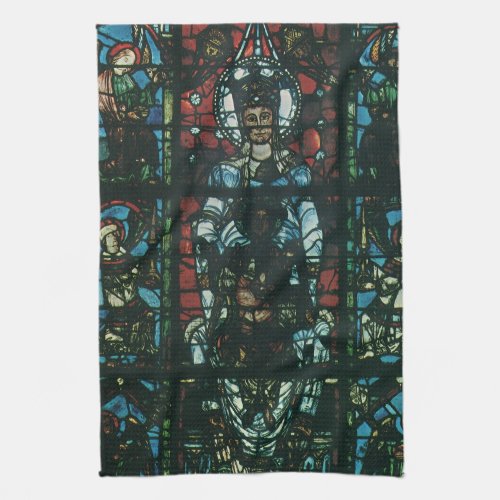 Vintage Religious Church Stained Glass Window Kitchen Towel
