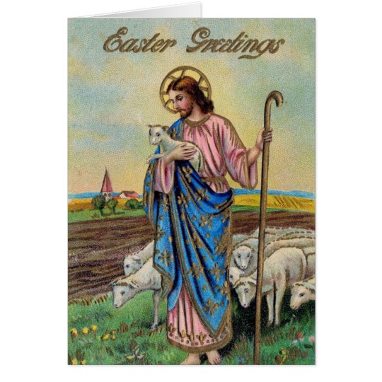VIntage Religious Easter Card, Jesus the Shepherd Card Zazzle