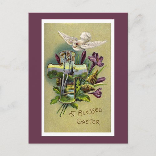 Vintage Religious Easter Cross Postcard