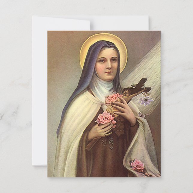 Vintage Religious Easter, Nun with Cross Holiday Card (Front)