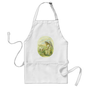 Vintage Religious Easter Victorian Angel with Lamb Adult Apron