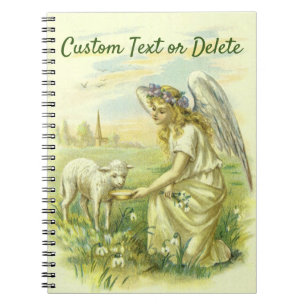 Vintage Religious Easter Victorian Angel with Lamb Notebook