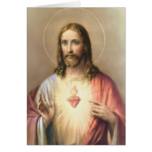 Vintage Religious Heart Jesus Anniversary Catholic Cards