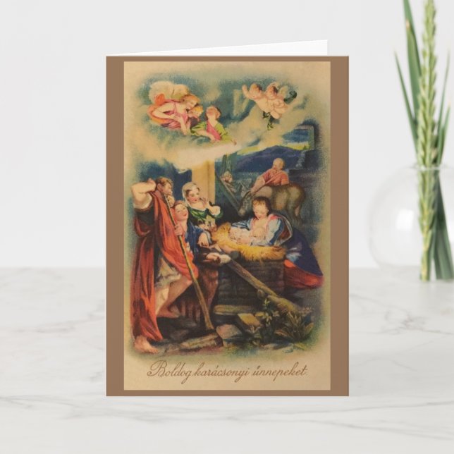 Vintage Religious Hungarian Christmas Card (Front)