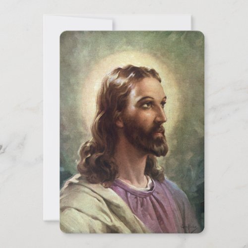 Vintage Religious Jesus Christ Portrait with Halo