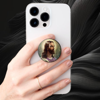 Vintage Religious  Jesus Christ Portrait With Halo Popsocket by YesterdayCafe at Zazzle