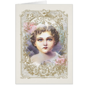 Vintage Religious Jesus Watercolor Pink Roses Cards