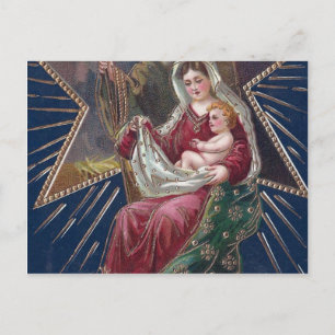 Vintage Religious Mary and Baby Jesus Christmas Holiday Postcard