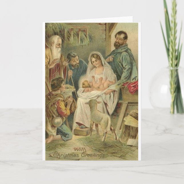 Vintage Religious Nativity Christmas Card (Front)