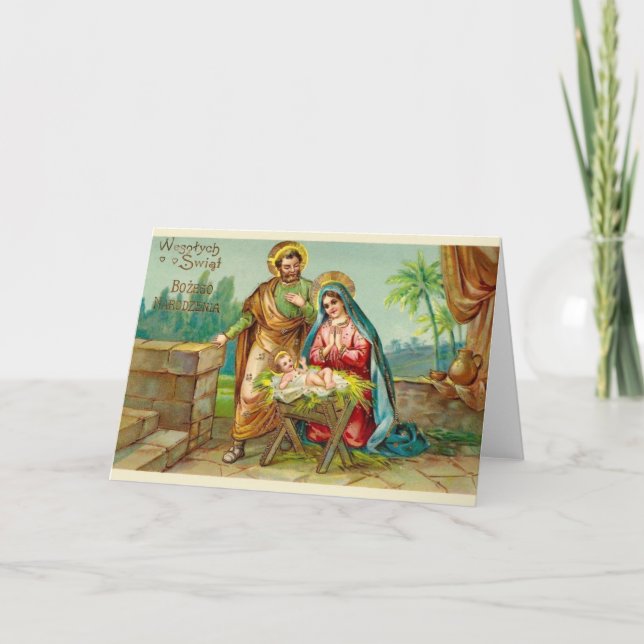 Vintage Religious Polish Christmas Card (Front)