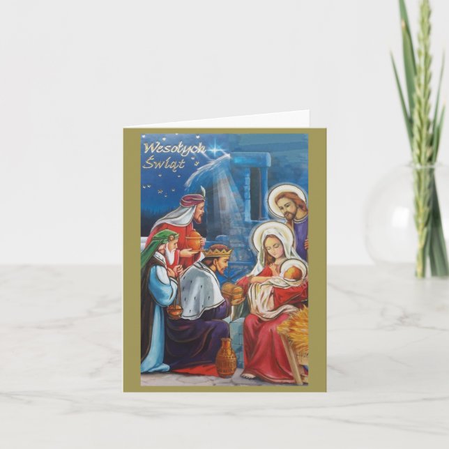 Vintage Religious Polish Christmas Card (Front)