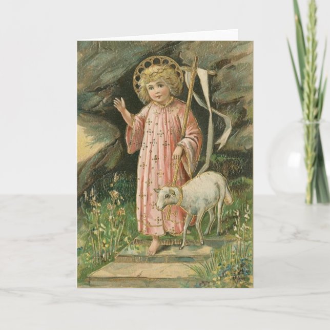 Vintage Religious Risen Lord Easter Card (Front)
