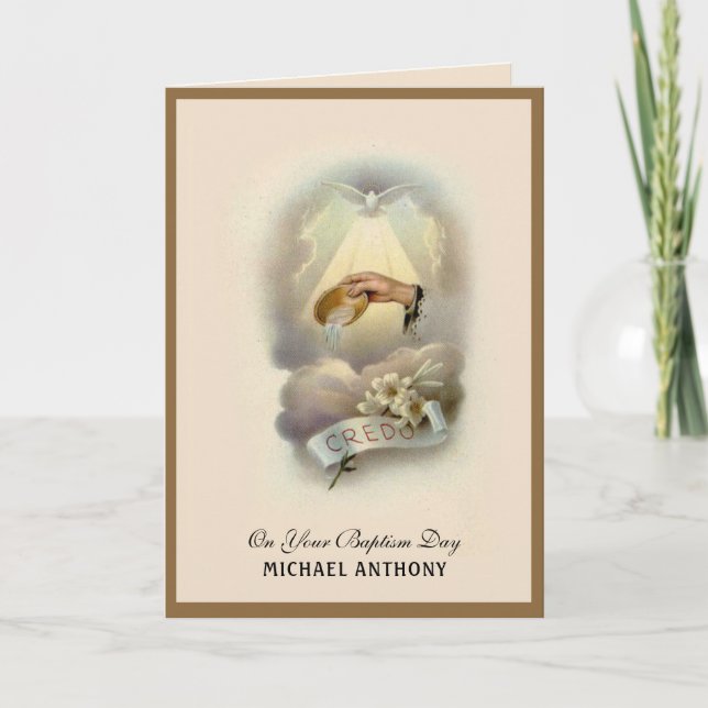Vintage Religious Sacrament Baptism Baby Card (Front)