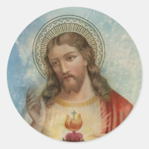 Vintage Religious Sacred Heart of Jesus Classic Round Sticker