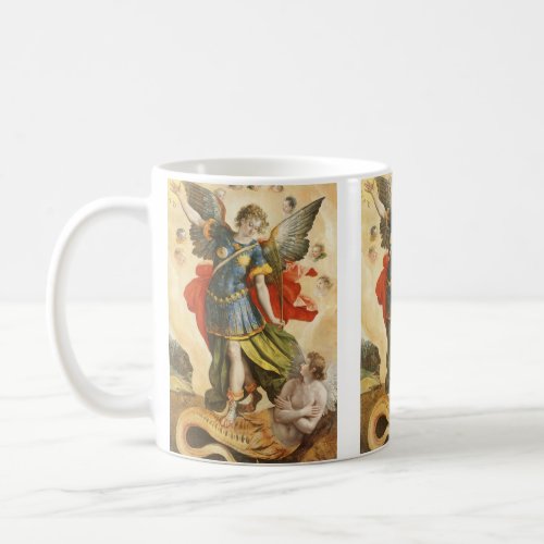Vintage Religious Saint Michael Defeats Lucifer Coffee Mug
