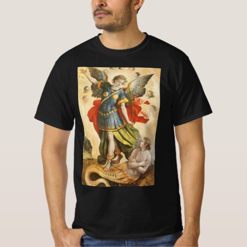 Vintage Religious Saint Michael Defeats Lucifer T_Shirt
