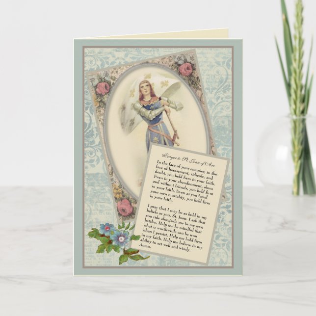 Vintage Religious St. Joan of Arc Prayer  Card (Front)