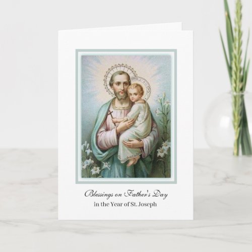 Vintage Religious St Joseph Jesus Fathers Day  Card