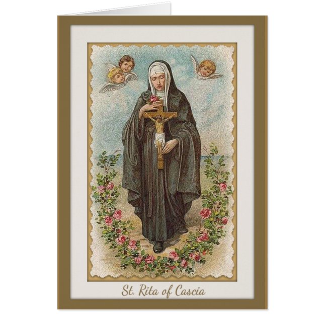 Vintage Religious St. Rita of Cascia Prayer  Cards (Front)