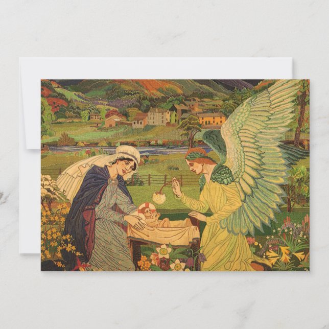 Vintage Religious Tapestry with Baby Jesus Christ (Front)