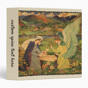 Vintage Religious Tapestry with Baby Jesus Christ 3 Ring Binder