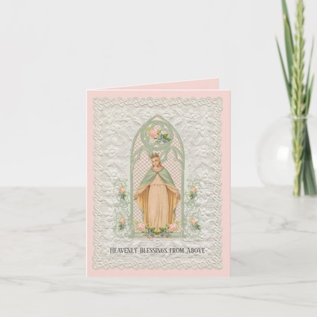 Vintage Religious Virgin Mary All Occasion Holiday Card (Front)