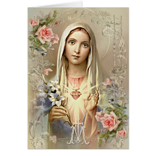 Vintage Religious Virgin Mary Anniversary Catholic
