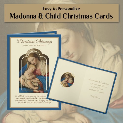 Vintage Religious Virgin Mary Baby Jesus Scripture Holiday Card