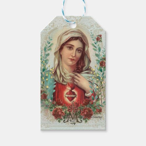 Vintage Religious Virgin Mary Immaculate Heart  Gift Tags