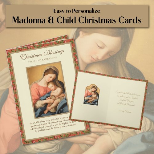 Vintage Religious Virgin Mary Jesus Scripture  Holiday Card