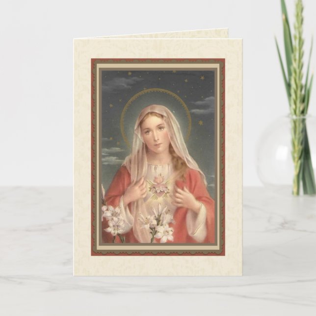 Vintage Religious Virgin Mary Memorare Prayer Card (Front)