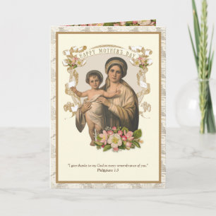 Vintage Religious Virgin Mary Mothers Day Holiday Card