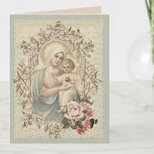 Vintage Religious Virgin Mary Mothers Day Holiday Card