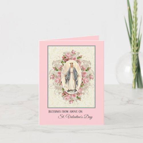 Vintage Religious Virgin Mary Valentines Day Card