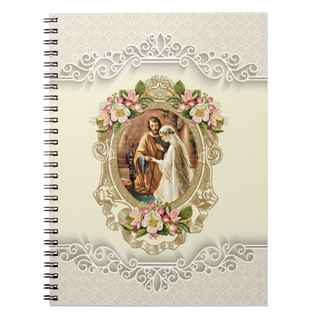 Vintage Religious Wedding Engagement Floral Notebook (Front)