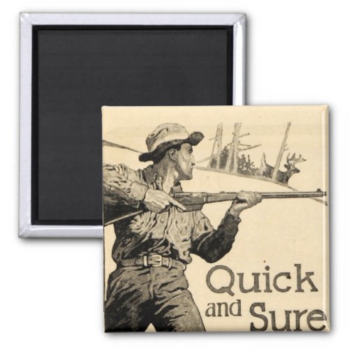 Vintage Remington Rifle Quick Sure Gun Ad Magnet