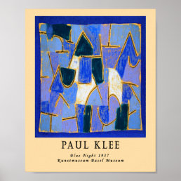 Vintage Remixed Paul Klee Blue Abstract  Bauhaus  Poster