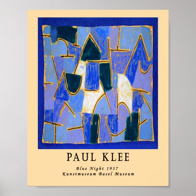 Vintage Remixed Paul Klee Blue Abstract  Bauhaus  Poster (Front)
