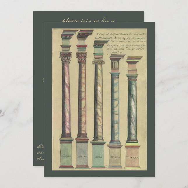 Vintage Renaissance Architecture; Retirement Party Invitation (Front/Back)