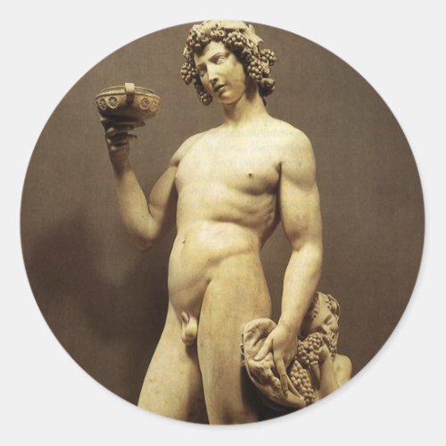 Vintage Renaissance Statue Bacchus by Michelangelo Classic Round Sticker