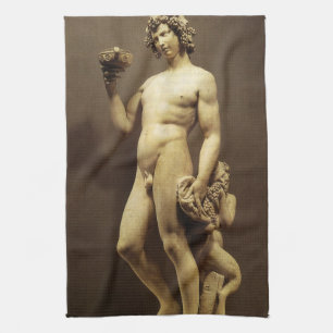 Vintage Renaissance Statue Bacchus by Michelangelo Kitchen Towel