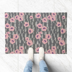 Vintage René Crevel French Art Deco Pink Floral Doormat