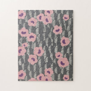 Vintage René Crevel French Art Deco Pink Floral Jigsaw Puzzle