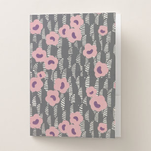 Vintage René Crevel French Art Deco Pink Floral Pocket Folder