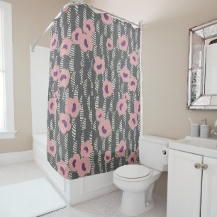 Vintage René Crevel French Art Deco Pink Floral Shower Curtain
