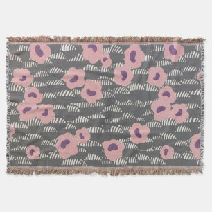Vintage René Crevel French Art Deco Pink Floral Throw Blanket