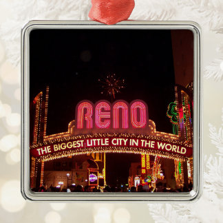 Vintage Reno Nevada Arch Photo Metal Ornament