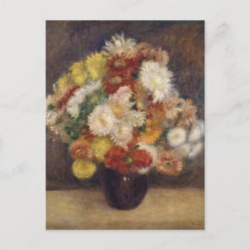 Vintage Renoir Bouquet of Chrysanthemums Holiday Postcard