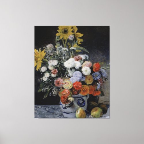 Vintage Renoir Mixed Flowers in an Earthenware Pot Canvas Print